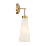 Savoy House Brevard 1-Light Wall Sconce | Vintage Warm Brass and White Strie Glass | Bedroom & Hallway Accent Light | Model L9-6085-1-322
