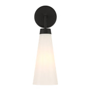 Savoy House Brevard 1-Light Wall Sconce | Vintage Matte Black and White Strie Glass | Bedroom & Hallway Accent Light | Model L9-6085-1-89