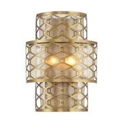 Savoy House Mannheim 2-Light Wall Sconce | Modern Warm Brass and Textured Mica | Bedroom & Bathroom Accent Light | Model L9-6102-2-322