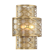 Savoy House Mannheim 2-Light Wall Sconce | Modern Warm Brass and Textured Mica | Bedroom & Bathroom Accent Light | Model L9-6102-2-322