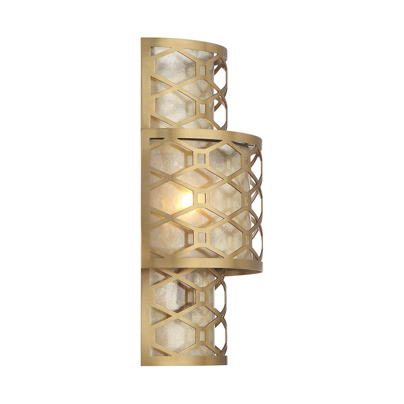Savoy House Mannheim 2-Light Wall Sconce | Modern Warm Brass and Textured Mica | Bedroom & Bathroom Accent Light | Model L9-6102-2-322