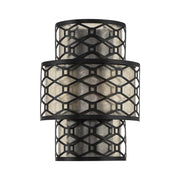 Savoy House Mannheim 16in 2-Light Wall Sconce | Modern Matte Black and Mica | Bedroom & Hallway Accent Light | 6 x 11.88 x 16 in | Model L9-6102-2-89