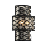 Savoy House Mannheim 16in 2-Light Wall Sconce | Modern Matte Black and Mica | Bedroom & Hallway Accent Light | 6 x 11.88 x 16 in | Model L9-6102-2-89