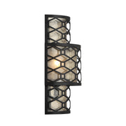 Savoy House Mannheim 16in 2-Light Wall Sconce | Modern Matte Black and Mica | Bedroom & Hallway Accent Light | 6 x 11.88 x 16 in | Model L9-6102-2-89
