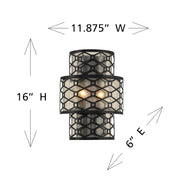 Savoy House Mannheim 16in 2-Light Wall Sconce | Modern Matte Black and Mica | Bedroom & Hallway Accent Light | 6 x 11.88 x 16 in | Model L9-6102-2-89