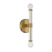 Savoy House Kingsburg 11.5in 2-Light Wall Sconce | Modern Warm Brass and Faceted Glass | Bedroom & Bathroom Vanity Light | Model L9-6733-2-322