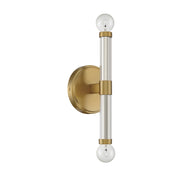 Savoy House Kingsburg 11.5in 2-Light Wall Sconce | Modern Warm Brass and Faceted Glass | Bedroom & Bathroom Vanity Light | Model L9-6733-2-322