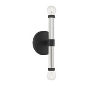 Savoy House Kingsburg 11.5in 2-Light Wall Sconce | Modern Matte Black and Faceted Glass | Bedroom & Bathroom Vanity Light | Model L9-6733-2-89