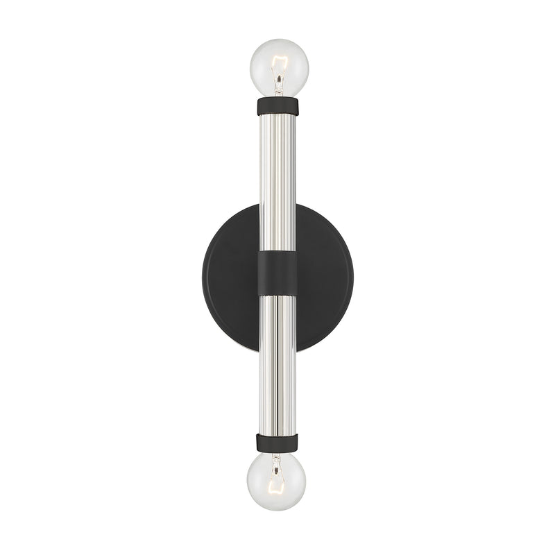 Savoy House Kingsburg 11.5in 2-Light Wall Sconce | Modern Matte Black and Faceted Glass | Bedroom & Bathroom Vanity Light | Model L9-6733-2-89