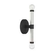 Savoy House Kingsburg 11.5in 2-Light Wall Sconce | Modern Matte Black and Faceted Glass | Bedroom & Bathroom Vanity Light | Model L9-6733-2-89