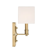 Savoy House Collins 1-Light Wall Sconce | Modern Warm Brass and White Fabric | Bedroom & Hallway Accent Light | Model L9-8550-1-322