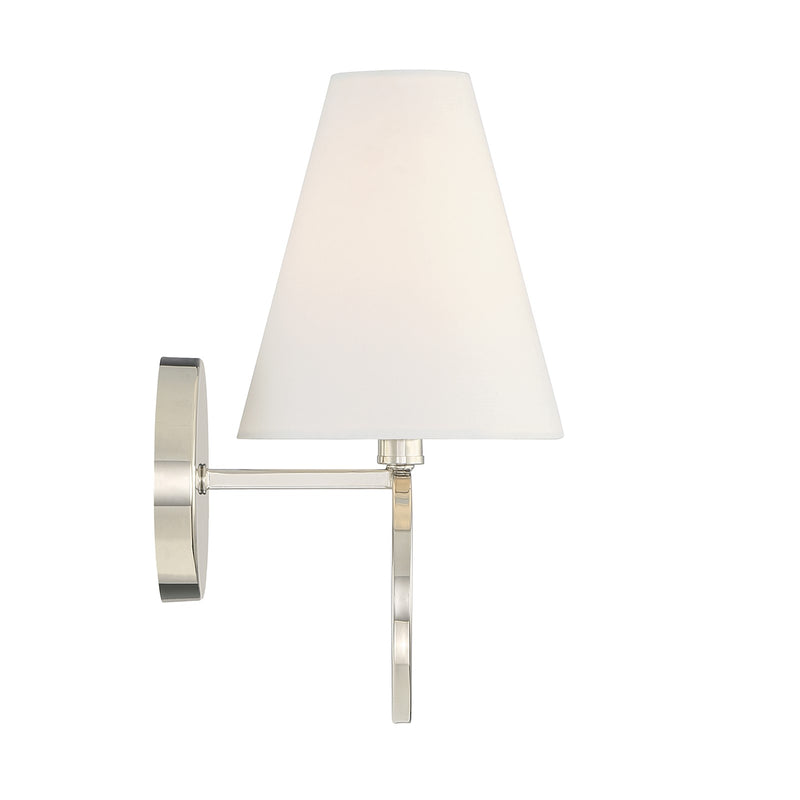 Savoy House Compton 1-Light Wall Sconce | Modern Polished Nickel and White Fabric | Bedroom & Hallway Accent Light | Model L9-9150-1-109