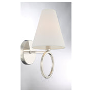 Savoy House Compton 1-Light Wall Sconce | Modern Polished Nickel and White Fabric | Bedroom & Hallway Accent Light | Model L9-9150-1-109