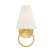 Savoy House Compton 1-Light Wall Sconce | Modern Warm Brass and White Fabric | Bedroom & Hallway Accent Light | Model L9-9150-1-322