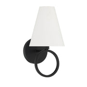 Savoy House Compton 1-Light Wall Sconce | Modern Matte Black and White Fabric | Bedroom & Hallway Accent Light | Model L9-9150-1-89