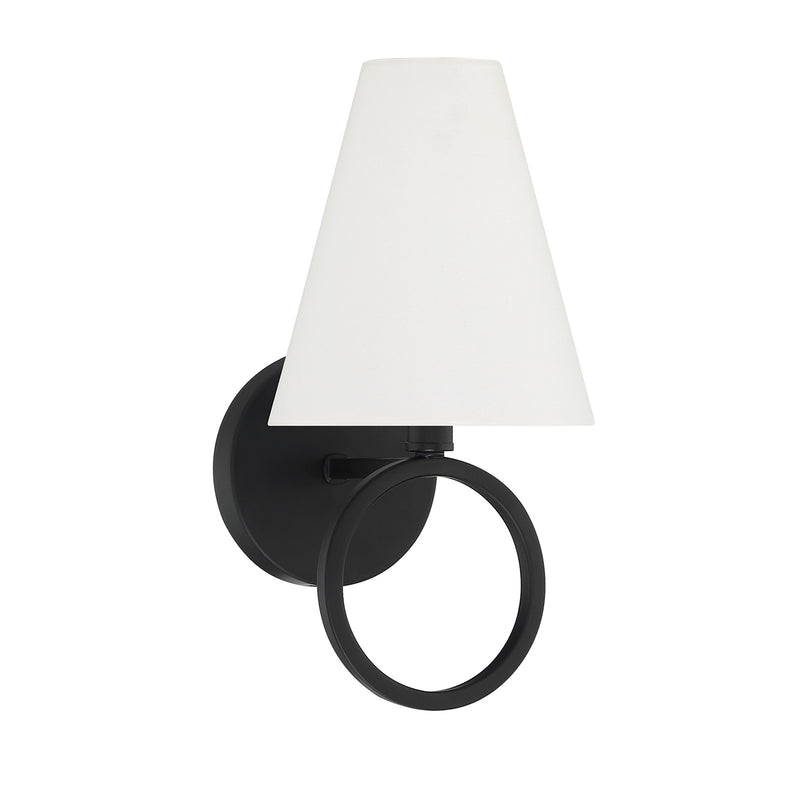 Savoy House Compton 1-Light Wall Sconce | Modern Matte Black and White Fabric | Bedroom & Hallway Accent Light | Model L9-9150-1-89