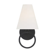 Savoy House Compton 1-Light Wall Sconce | Modern Matte Black and White Fabric | Bedroom & Hallway Accent Light | Model L9-9150-1-89