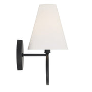 Savoy House Compton 1-Light Wall Sconce | Modern Matte Black and White Fabric | Bedroom & Hallway Accent Light | Model L9-9150-1-89
