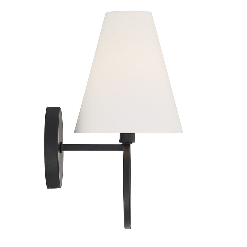 Savoy House Compton 1-Light Wall Sconce | Modern Matte Black and White Fabric | Bedroom & Hallway Accent Light | Model L9-9150-1-89