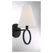 Savoy House Compton 1-Light Wall Sconce | Modern Matte Black and White Fabric | Bedroom & Hallway Accent Light | Model L9-9150-1-89