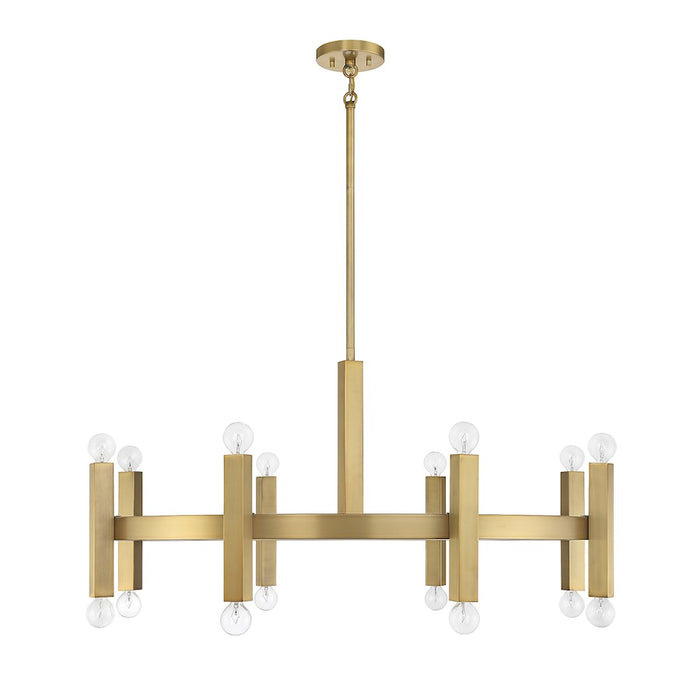 Savoy House 16-Light Chandelier, Natural Brass