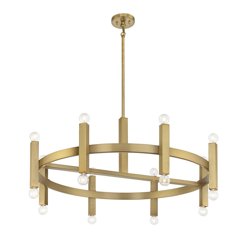 Savoy House 16-Light Chandelier, Natural Brass