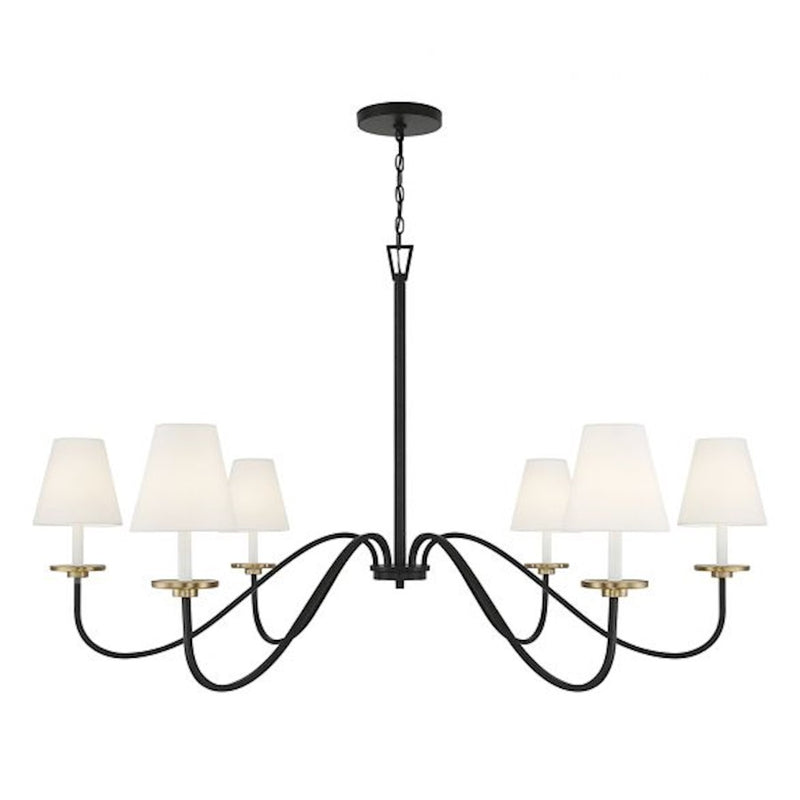 Savoy House 6-Light Chandelier, Black/Natural Brass Accents