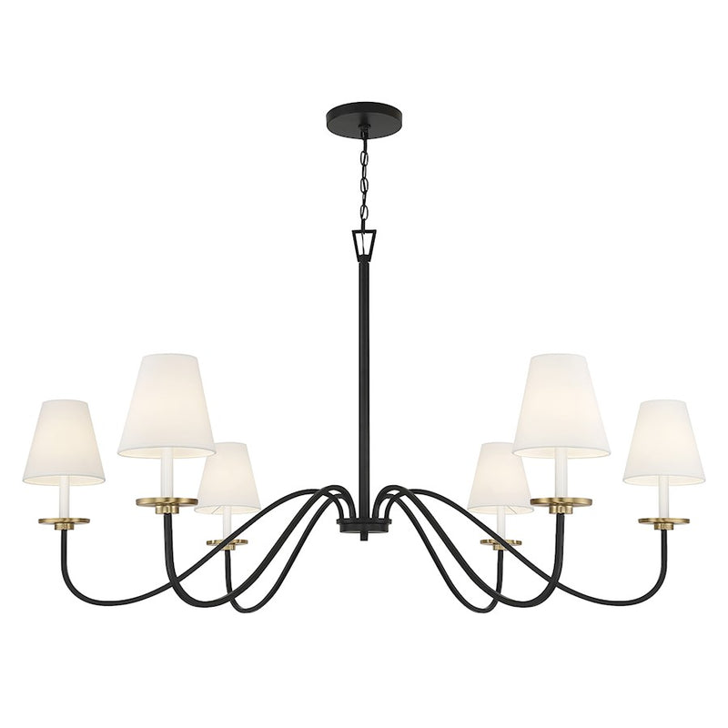 Savoy House 6-Light Chandelier, Black/Natural Brass Accents