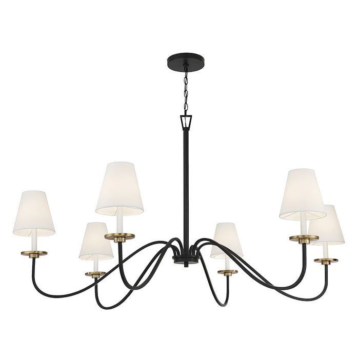 Savoy House 6-Light Chandelier, Black/Natural Brass Accents