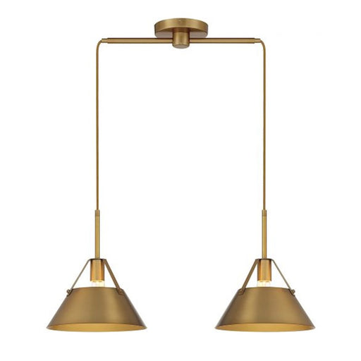 Savoy House 2-Light 11" Linear Chandelier, Natural Brass/Brass - M100107NB