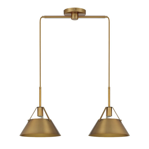 Savoy House 2-Light 11" Linear Chandelier, Natural Brass/Brass