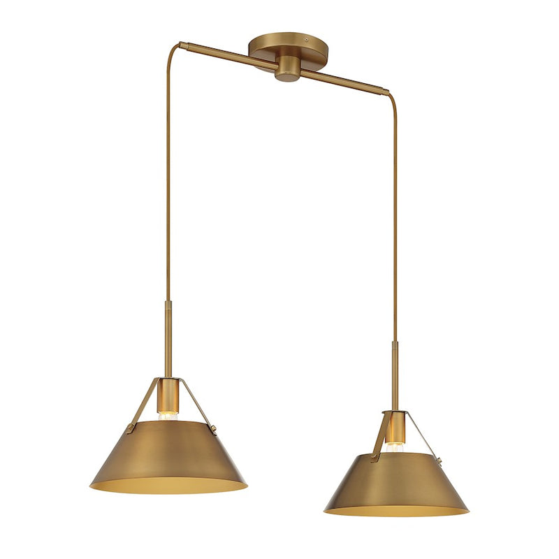 Savoy House 2-Light 11" Linear Chandelier, Natural Brass/Brass