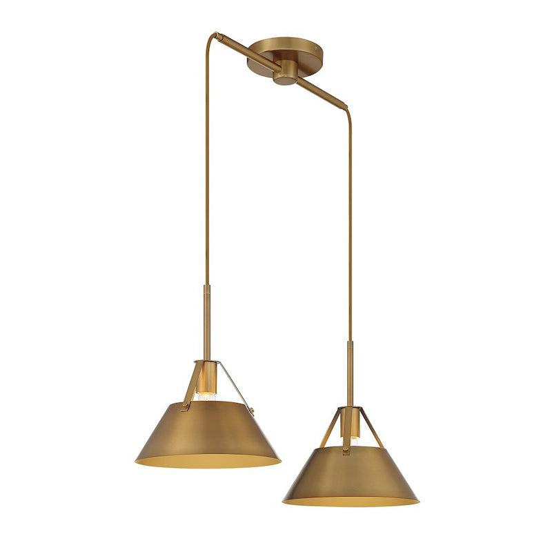 Savoy House 2-Light 11" Linear Chandelier, Natural Brass/Brass