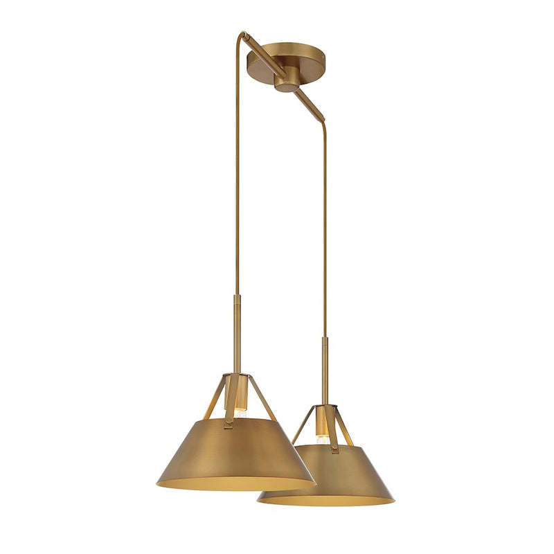 Savoy House 2-Light 11" Linear Chandelier, Natural Brass/Brass