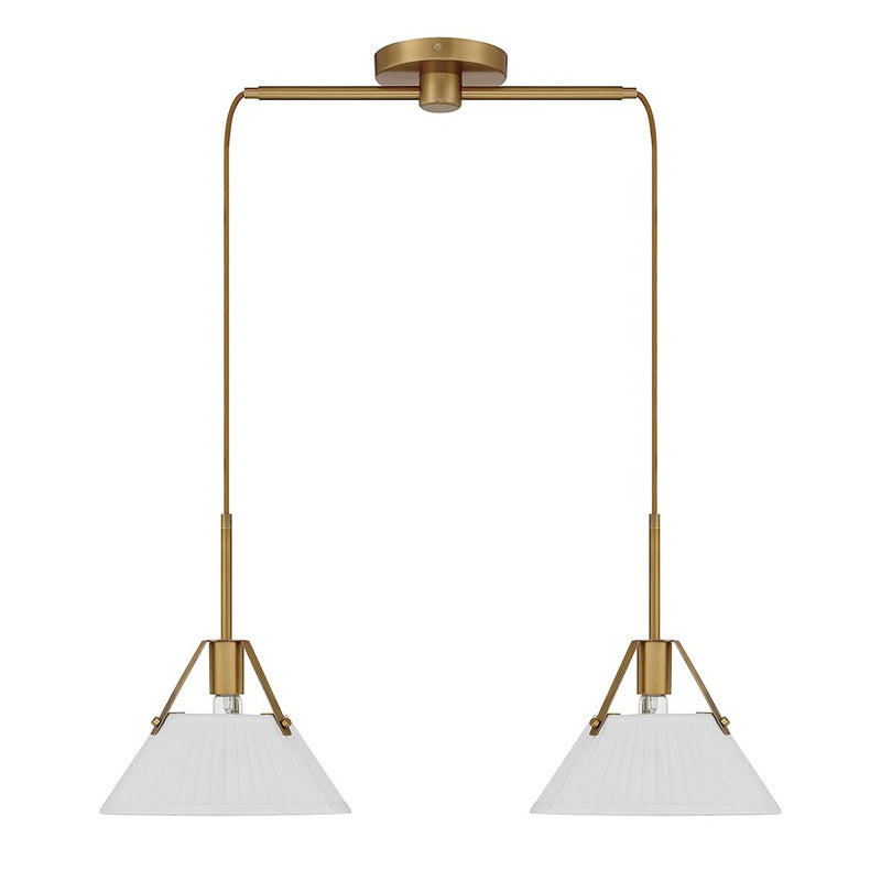 Savoy House 2-Light 16" Linear Chandelier, Natural Brass