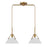 Meridian Vintage 2 Light Linear Chandelier, Natural Brass/White