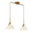 Meridian Vintage 2 Light Linear Chandelier, Natural Brass/White