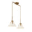 Meridian Vintage 2 Light Linear Chandelier, Natural Brass/White