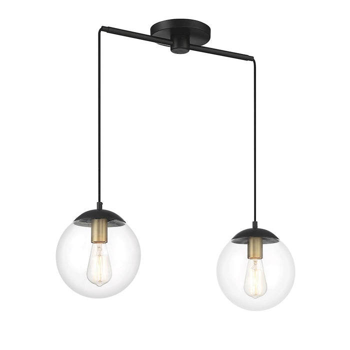 Savoy House 2-Light Linear Chandelier, Matte Black/Natural Brass