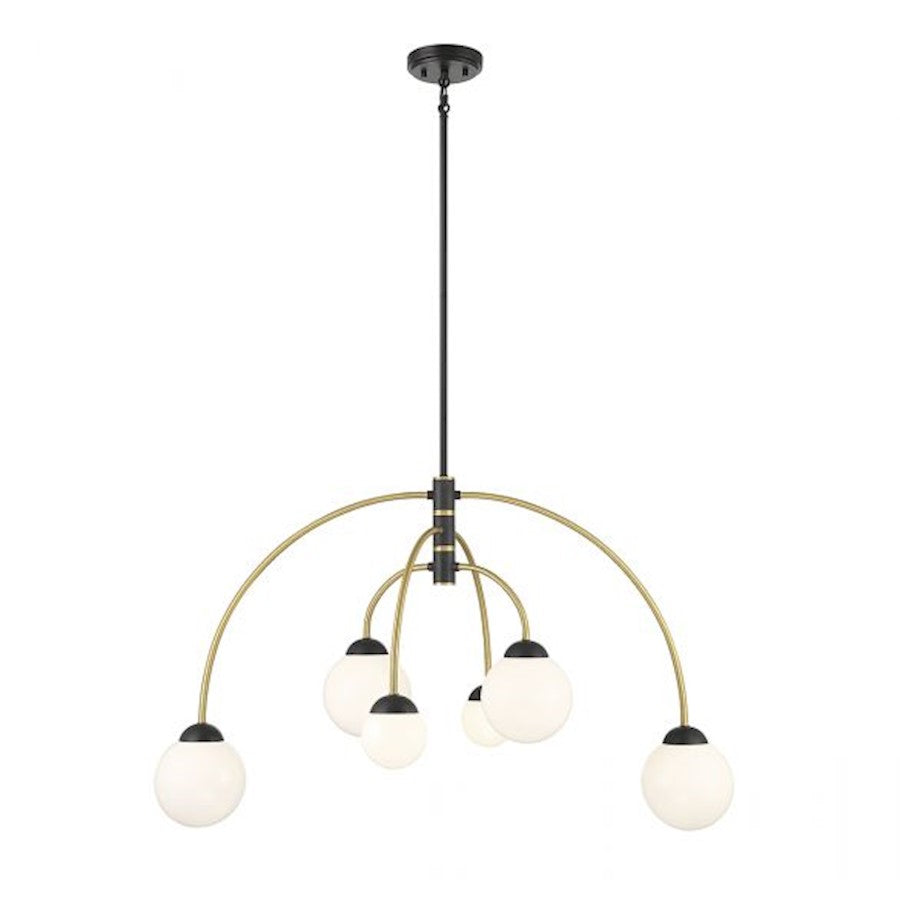 Savoy House 6-Light Chandelier, Matte Black/Natural Brass - M100114MBKNB