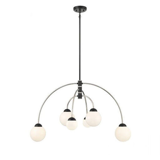 Savoy House 6-Light Chandelier, Matte Black/Polished Nickel - M100114MBKPN