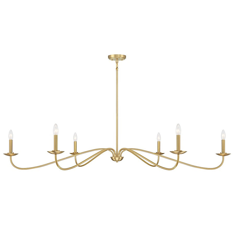 Savoy House 6-Light 62" Chandelier, Natural Brass