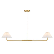 Savoy House 2-Light 11" Linear Chandelier, Brass/White Pleated - M100122NB