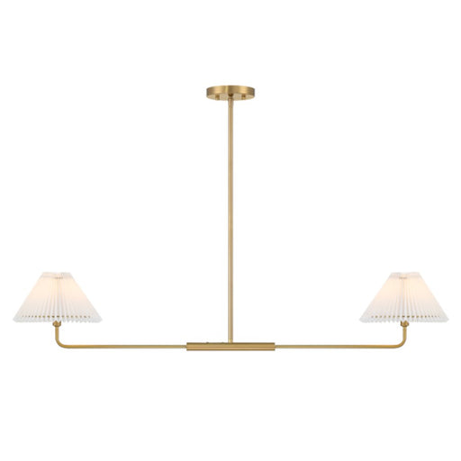 Savoy House 2-Light 11" Linear Chandelier, Brass/White Pleated - M100122NB