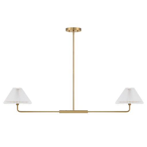Savoy House 2-Light 11" Linear Chandelier, Brass/White Pleated