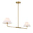 Savoy House 2-Light 11" Linear Chandelier, Brass/White Pleated