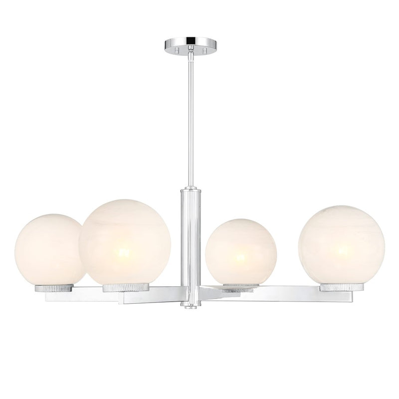 Savoy House Meridian 4Lt Chandelier, Chrome/White Strie