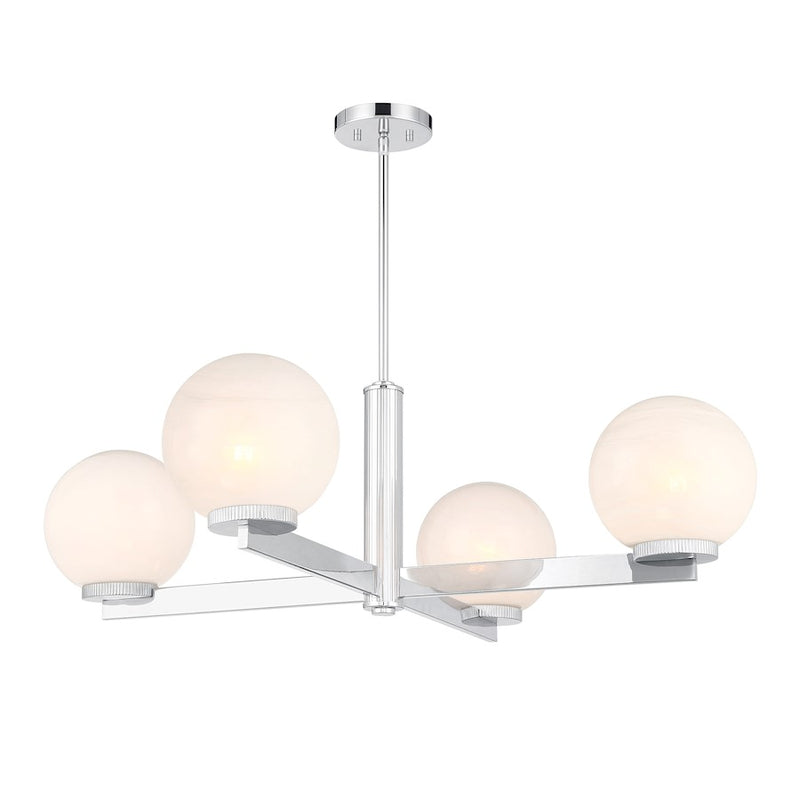 Savoy House Meridian 4Lt Chandelier, Chrome/White Strie