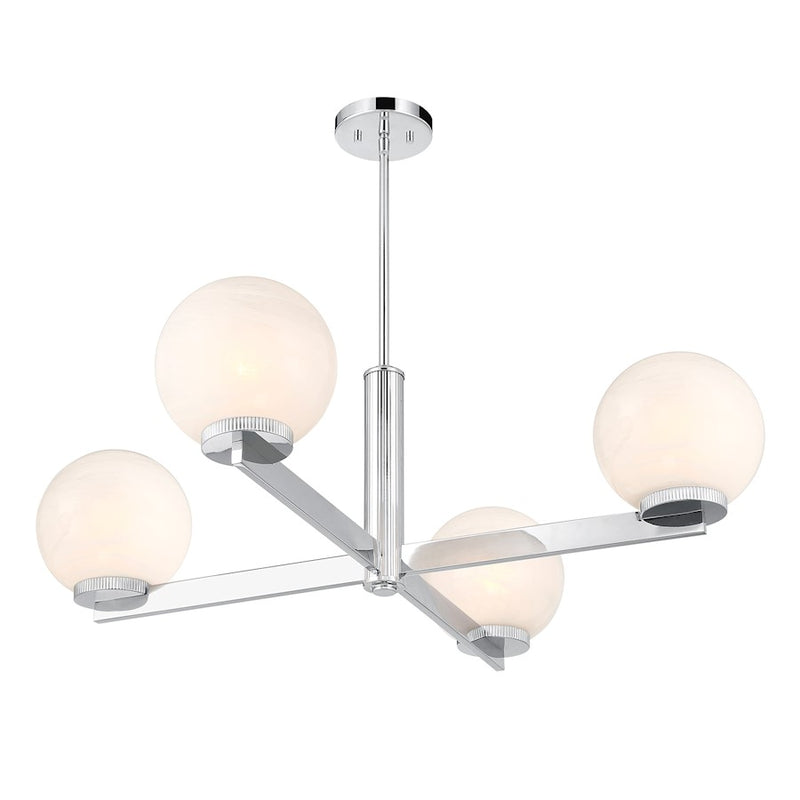 Savoy House Meridian 4Lt Chandelier, Chrome/White Strie