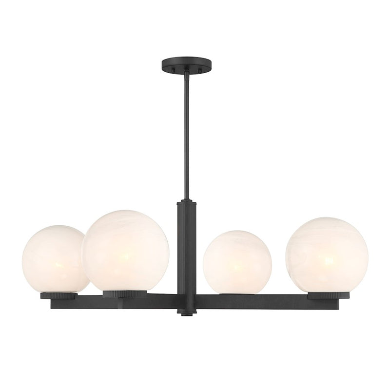 Savoy House Meridian 4Lt 38" Chandelier, Black/White Strie